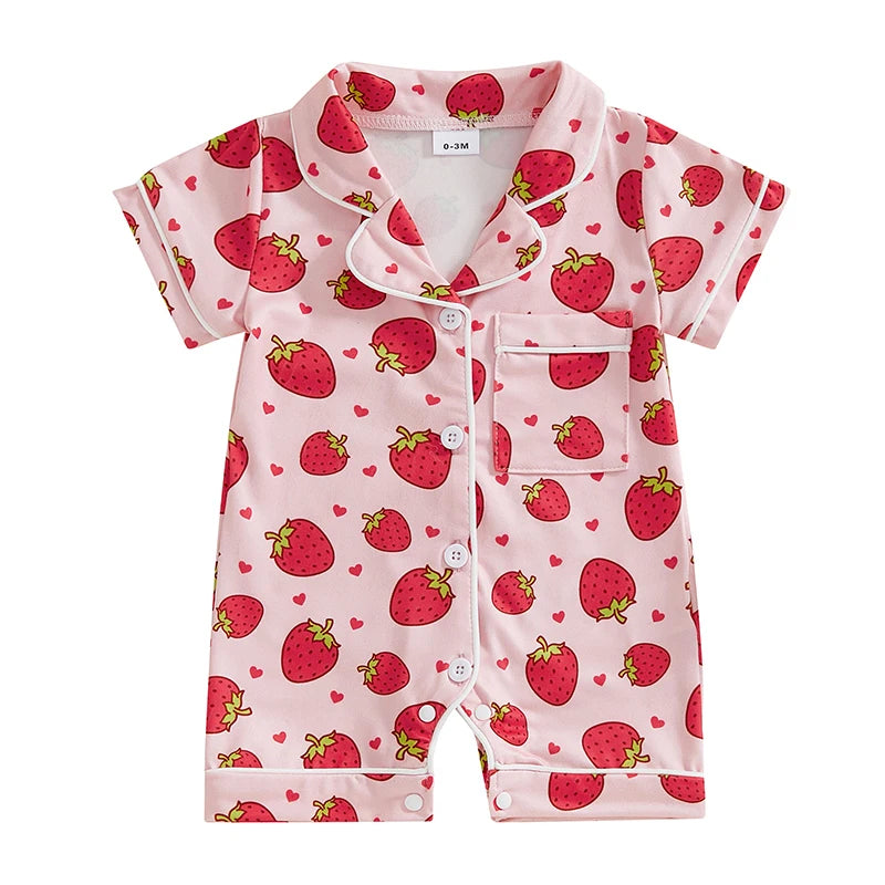 Strawberry Button-Down Pajamas