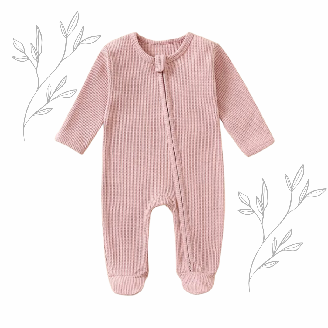 100% Cotton baby footie pajamas in Lotus Earth Tones- Breathable and soft sleepwear for babies.