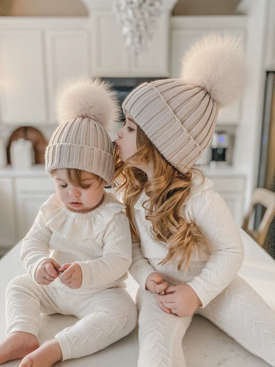 Baby Cream Hat Fashion Winter Pompom Hat