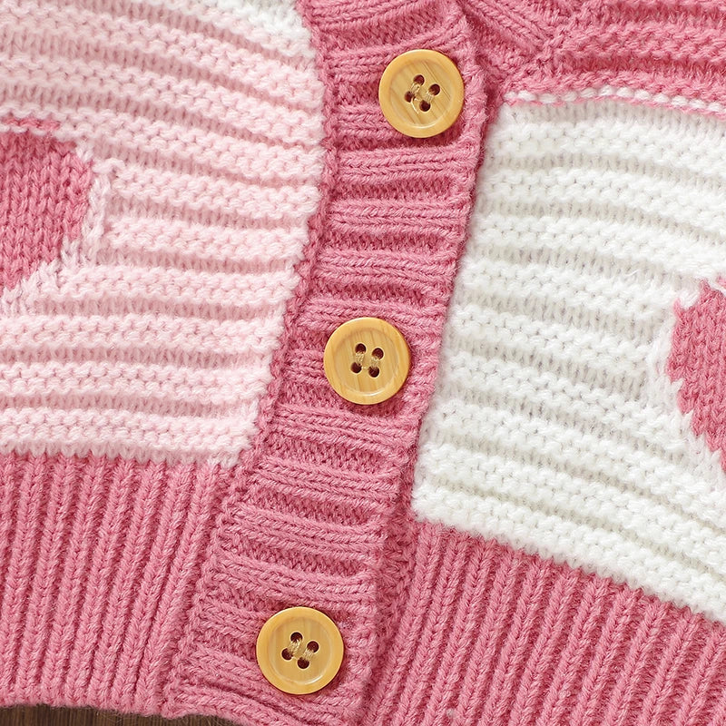 Baby Valentine Hearts Knitted Cardigan Sweater