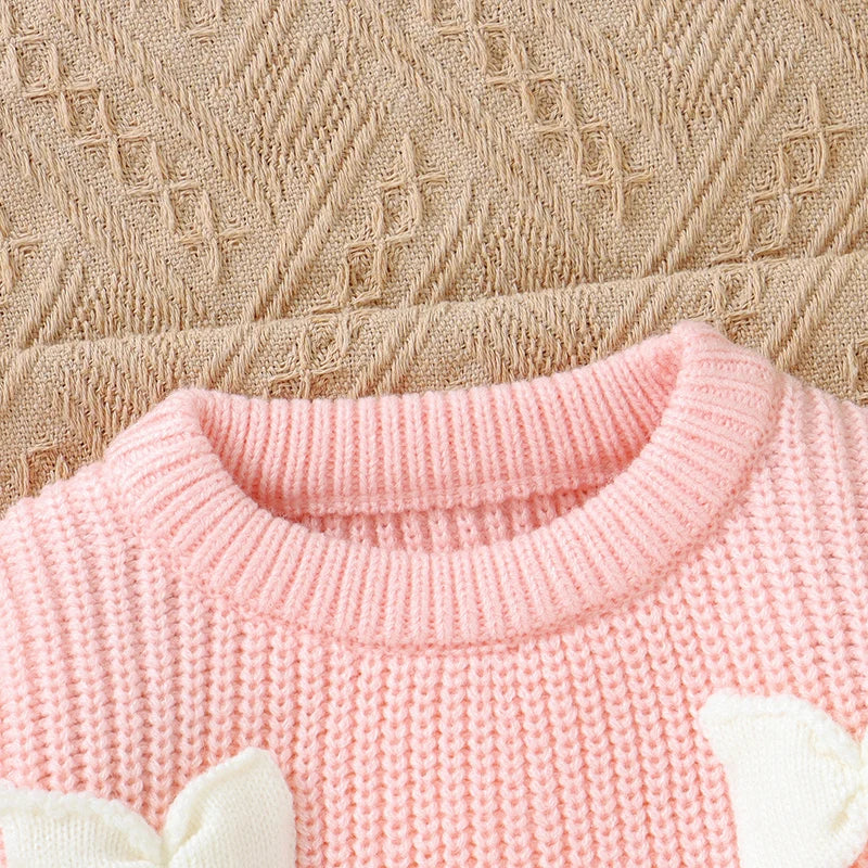 Baby 3D Knitted Cardigan Sweater with Bows