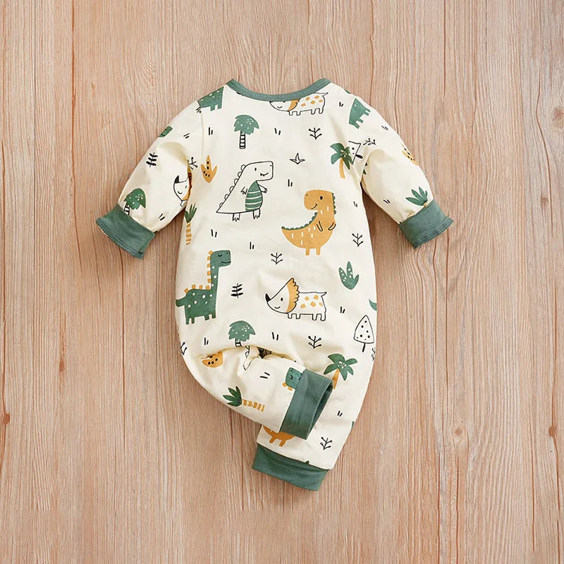 Baby Long-Sleeve Dinosaur Onesie Romper