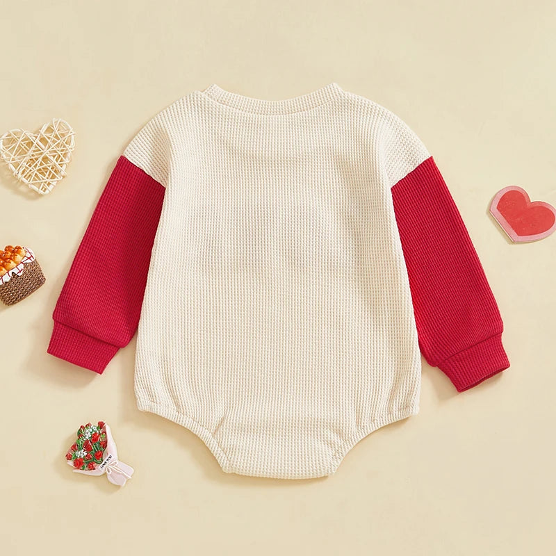 Baby Valentine Love Embroidery Sweatshirt Bodysuit