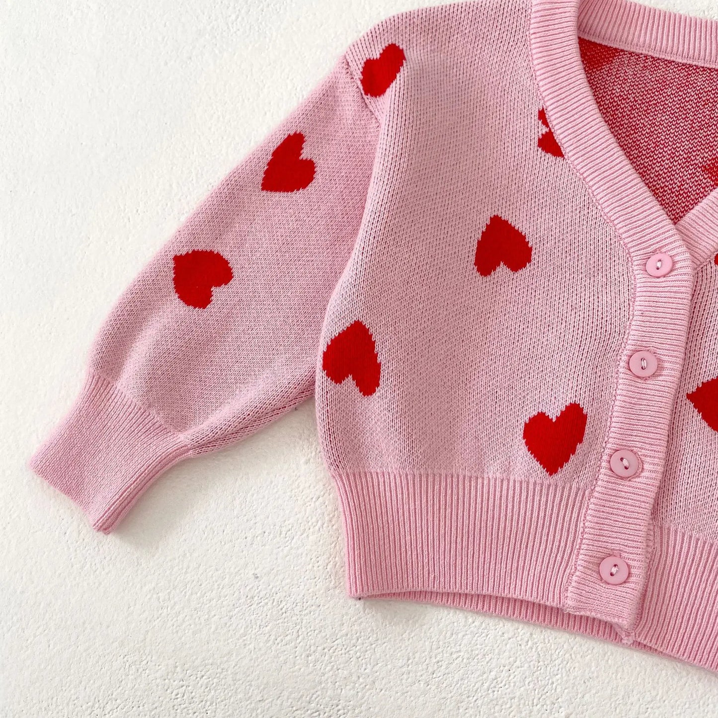 Baby Girl Pink Heart-Shaped Cardigan Sweater