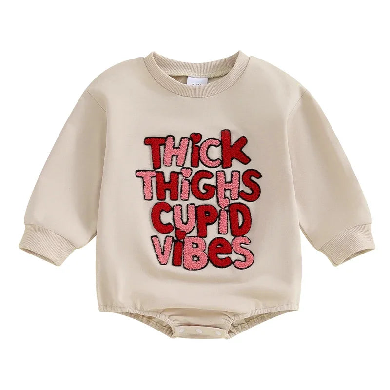 Baby Valentine Sweatshirt Bodysuit "Thick Thighs Cupid Vibes"