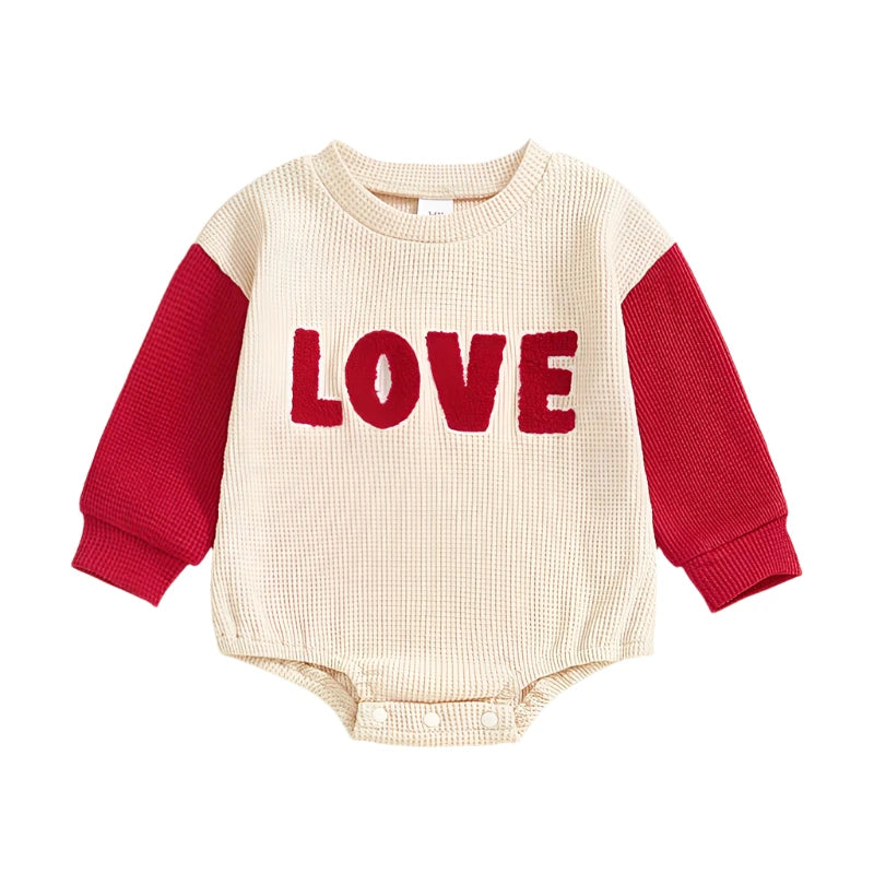 Baby Valentine Love Embroidery Sweatshirt Bodysuit