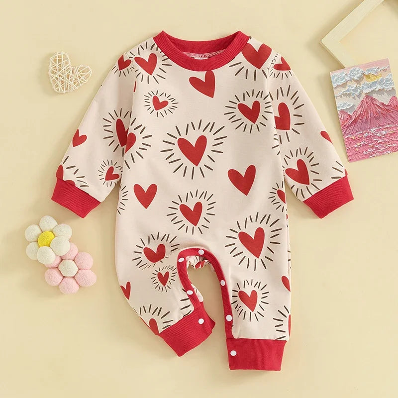 Baby Valentine Red Heart Casual Romper