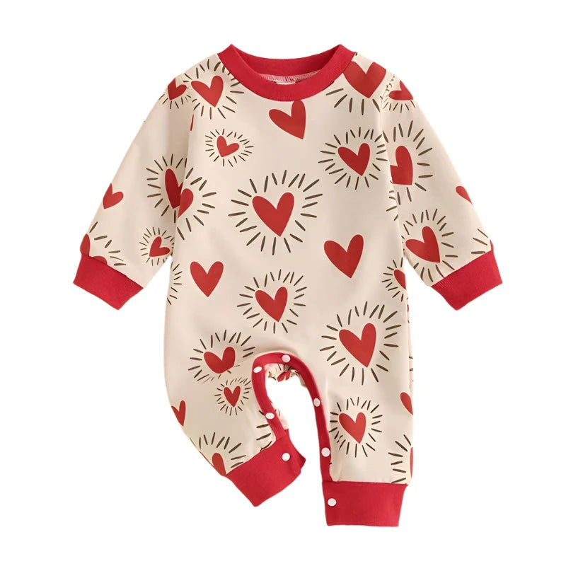 Baby Valentine Red Heart Casual Romper