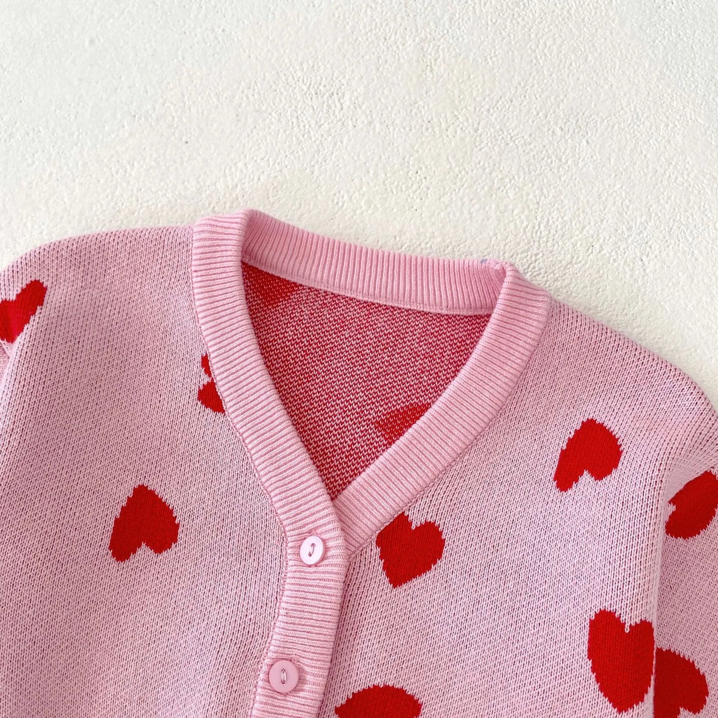 Baby Girl Pink Heart-Shaped Cardigan Sweater