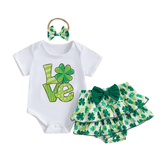 Baby 3-Piece "Love" Ruffle Skirt Set