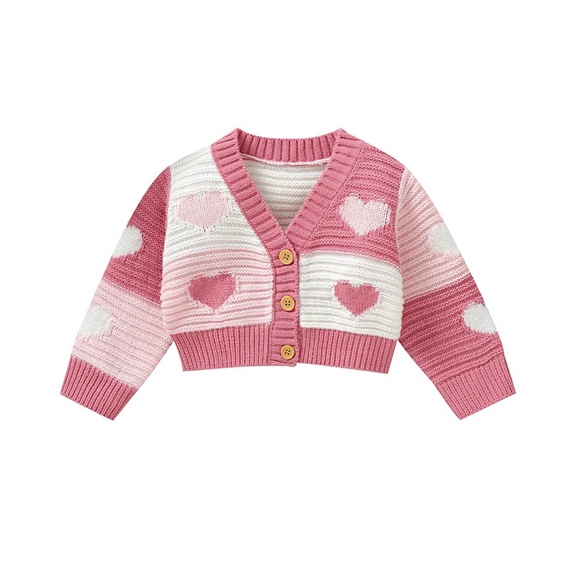 Baby Valentine Hearts Knitted Cardigan Sweater