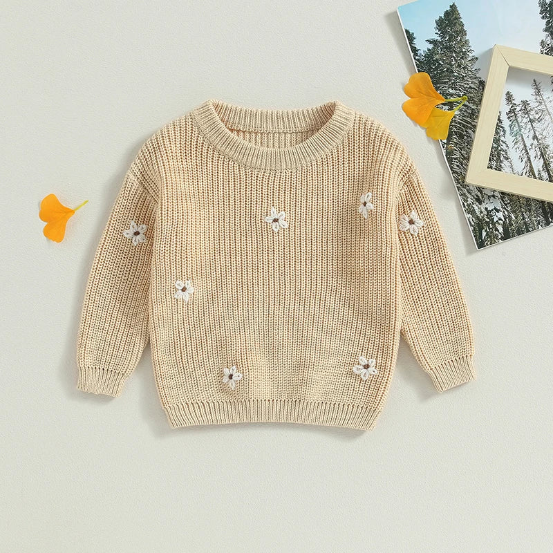 Baby Sweater in White Daises