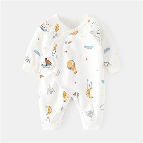 Baby Ribbed Long-Sleeve Cotton Romper- Hot Air Balloon