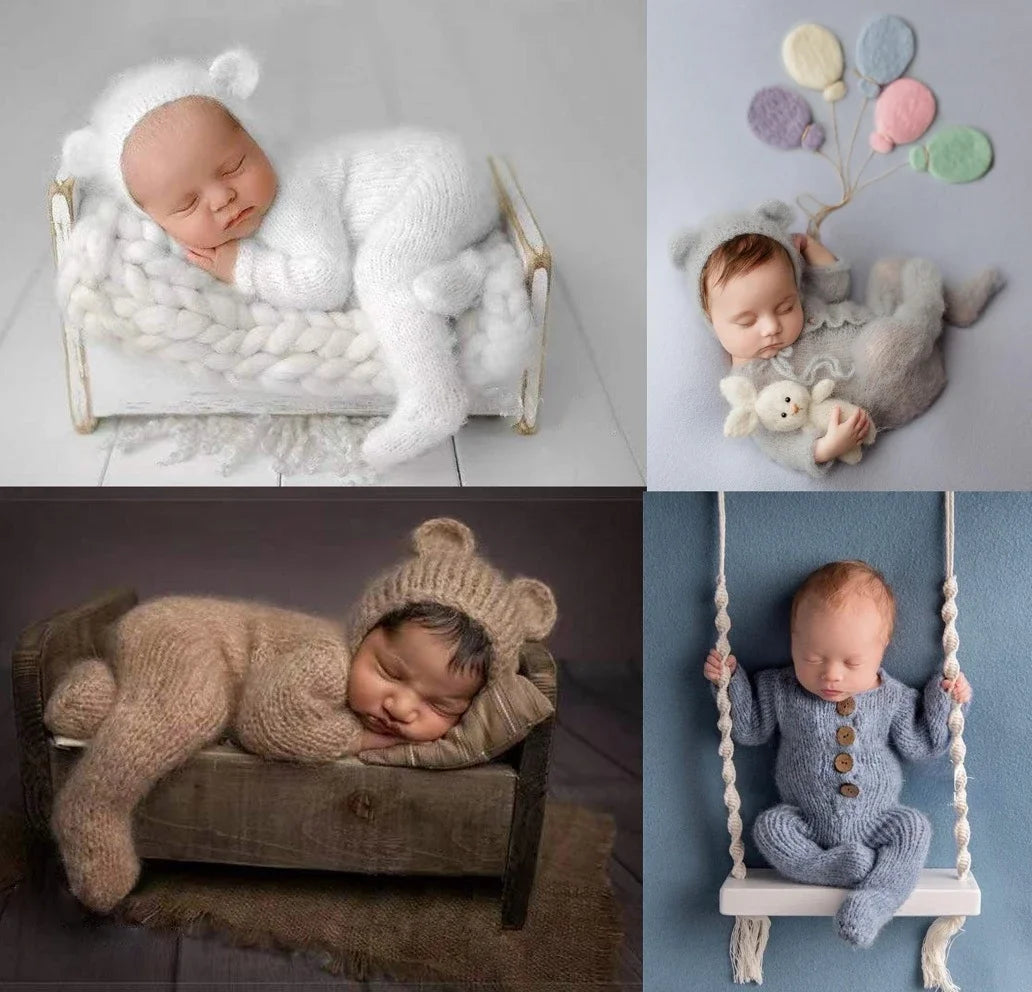 Newborn Wool Photoshoot Outfit and Hat Set