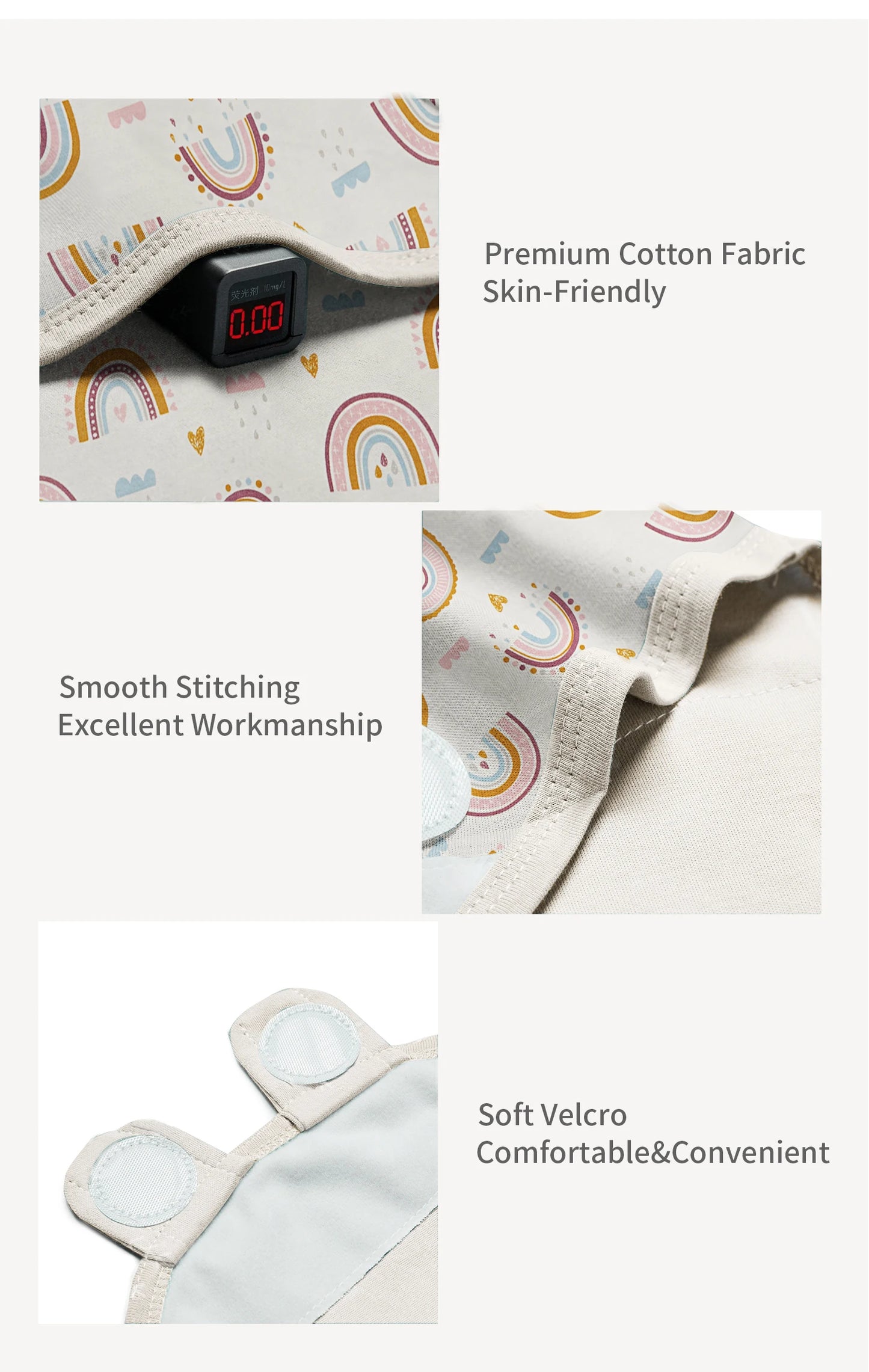 Featuring Newborn Sleep Swaddle in Rainbow