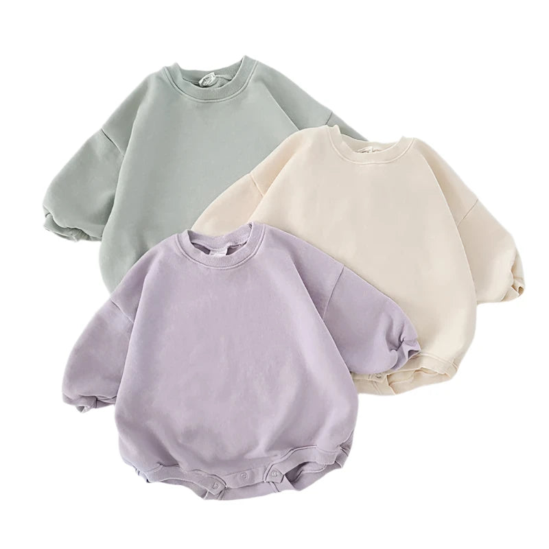 Baby Neutral Color Sweatshirt Bodysuit Long-Sleeve Onesie Sweaters