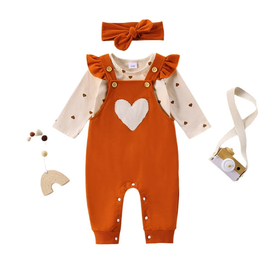 Baby Valentine Heart Ruffle 2-Piece Overall