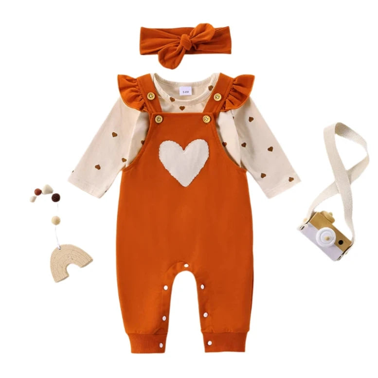 Baby Valentine Heart Ruffle 2-Piece Overall