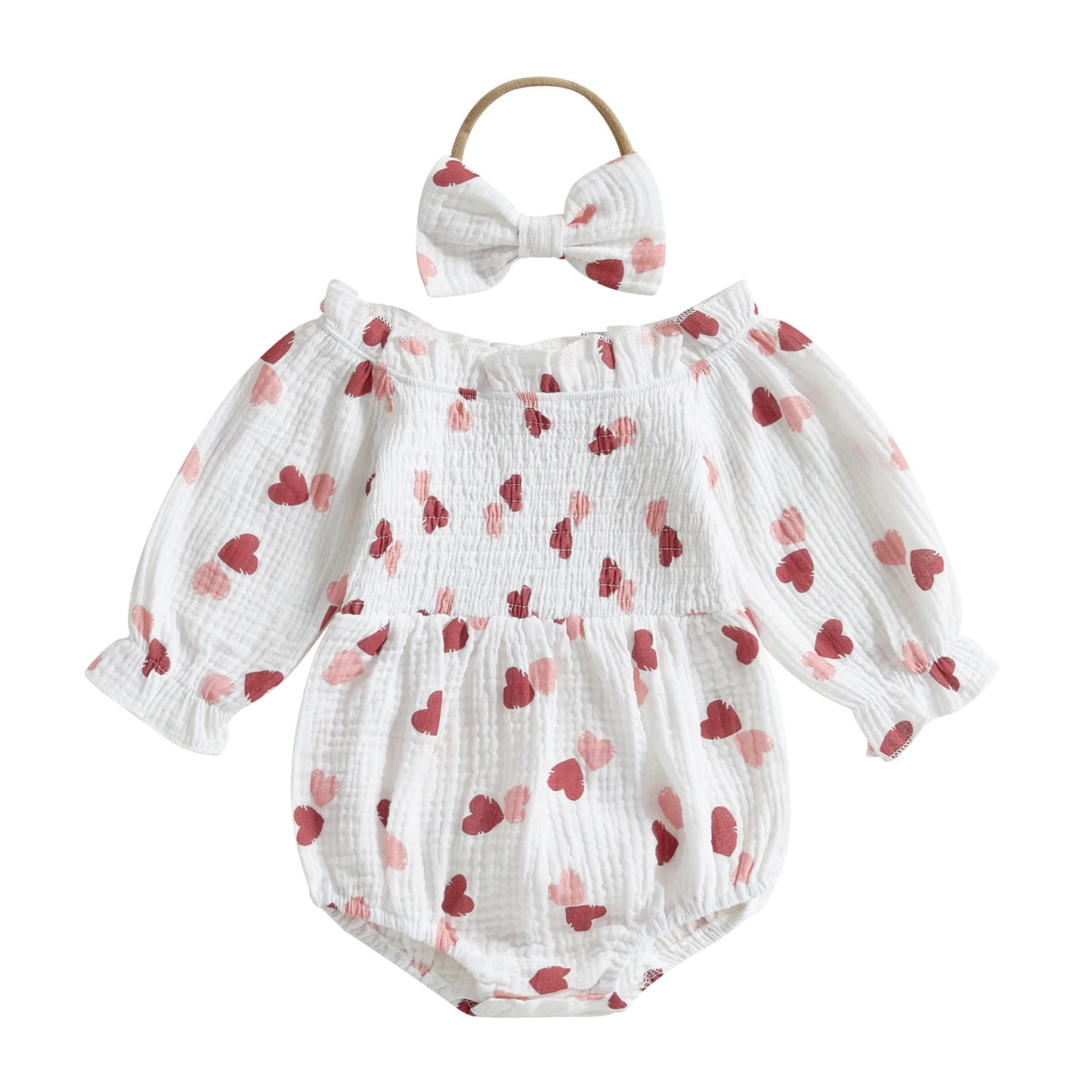 Baby Valentine Off-Shoulder Heart Bodysuit