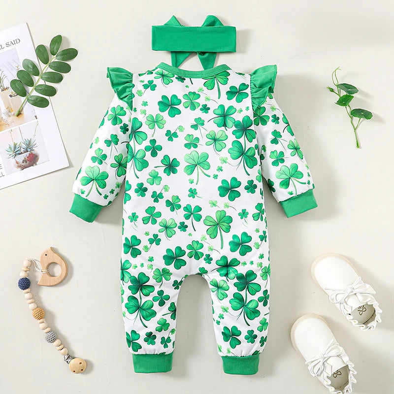 Baby Lucky Clover Romper with Ruffles