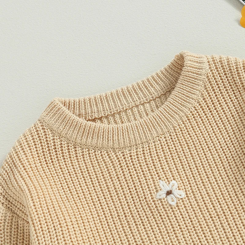 Baby Sweater in White Daises