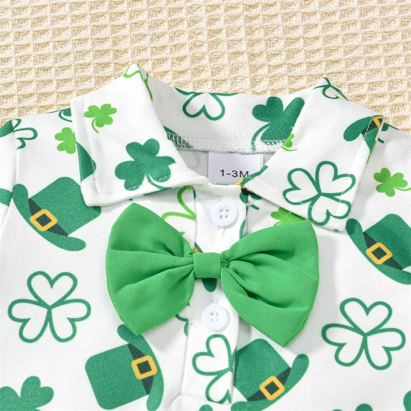 Baby Bowtie and Suspenders Outfit in Irish Flag