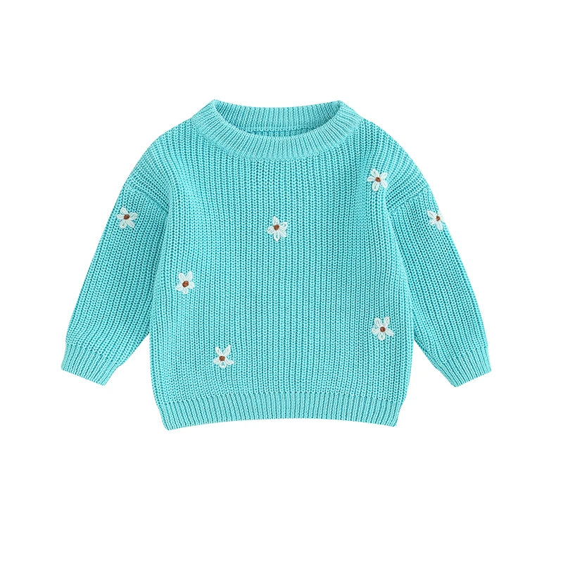 Baby Sweater in White Daises