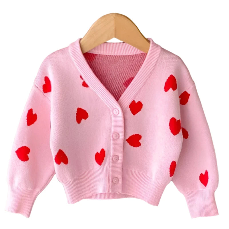 Baby Girl Pink Heart-Shaped Cardigan Sweater