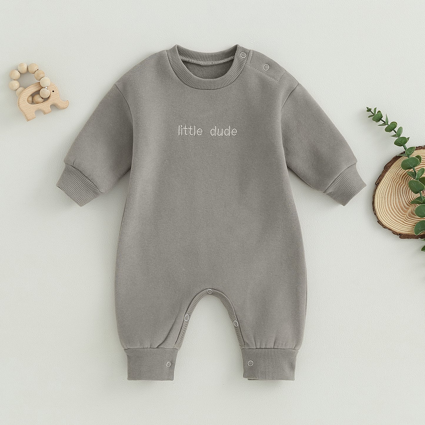 Baby Boy Winter "Little Dude" Romper