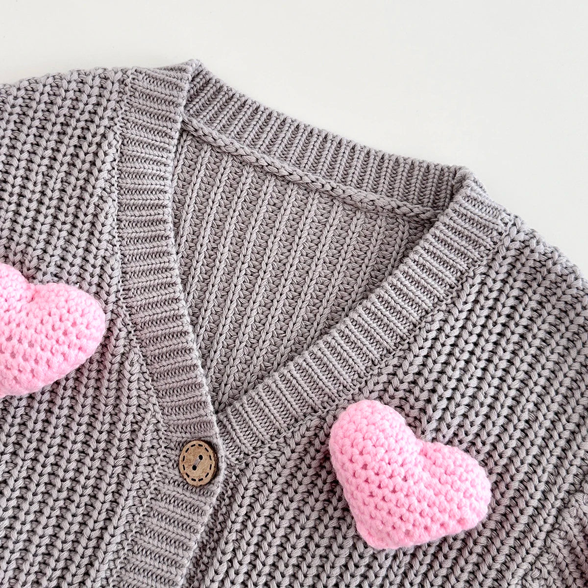 Baby Girl Heart Cardigan Knitted Sweater