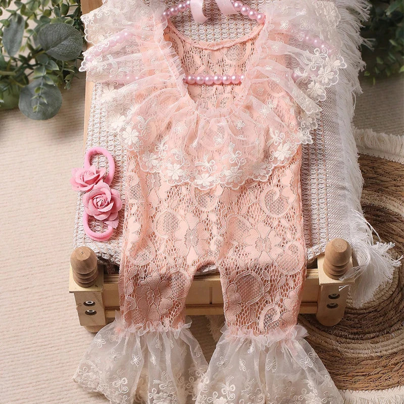 Newborn Lace Romper Photoshoot Outfit Set