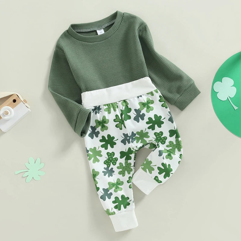 Baby 2-Piece Waffle-Texture Sweats in Clover