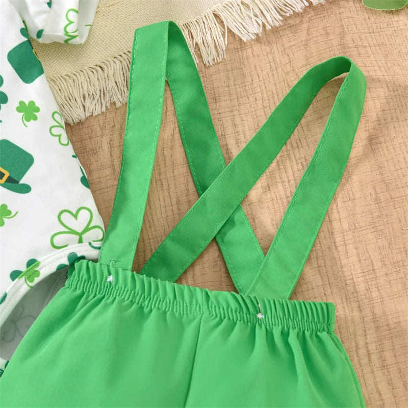 Baby Bowtie and Suspenders Outfit in Irish Flag