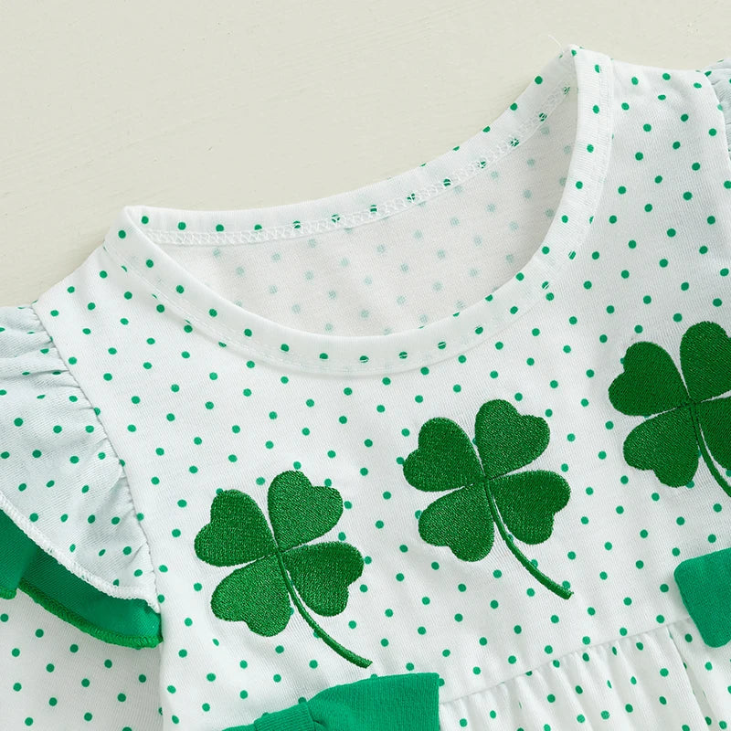 Baby Romper with Bow and Shamrocks