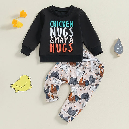 Baby 2 Piece Sweats in Chicken Nugs & Mama Hugs