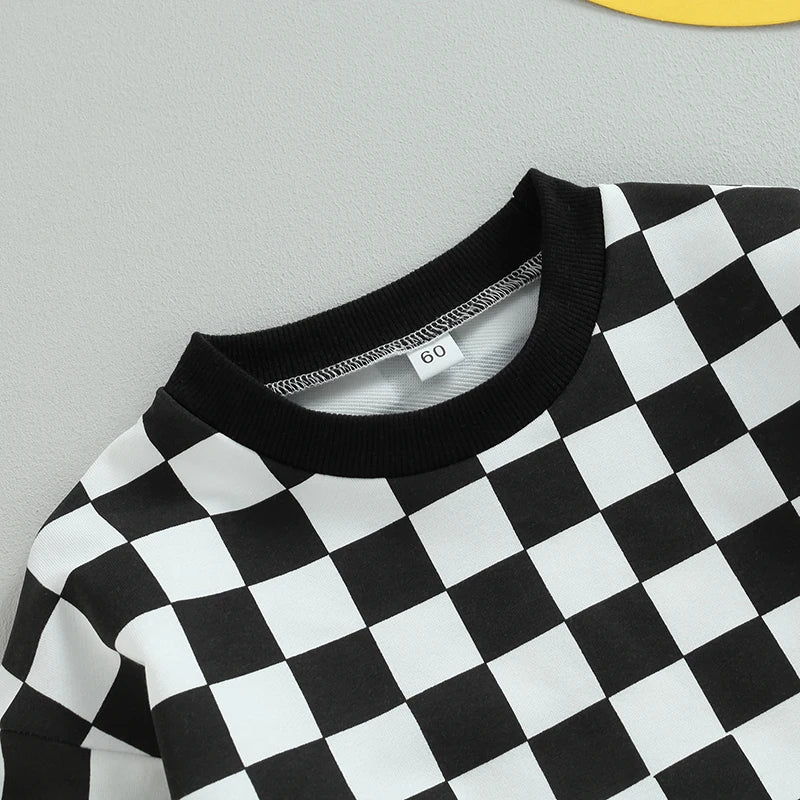 Baby Checkerboard Sweatshirt Bodysuit