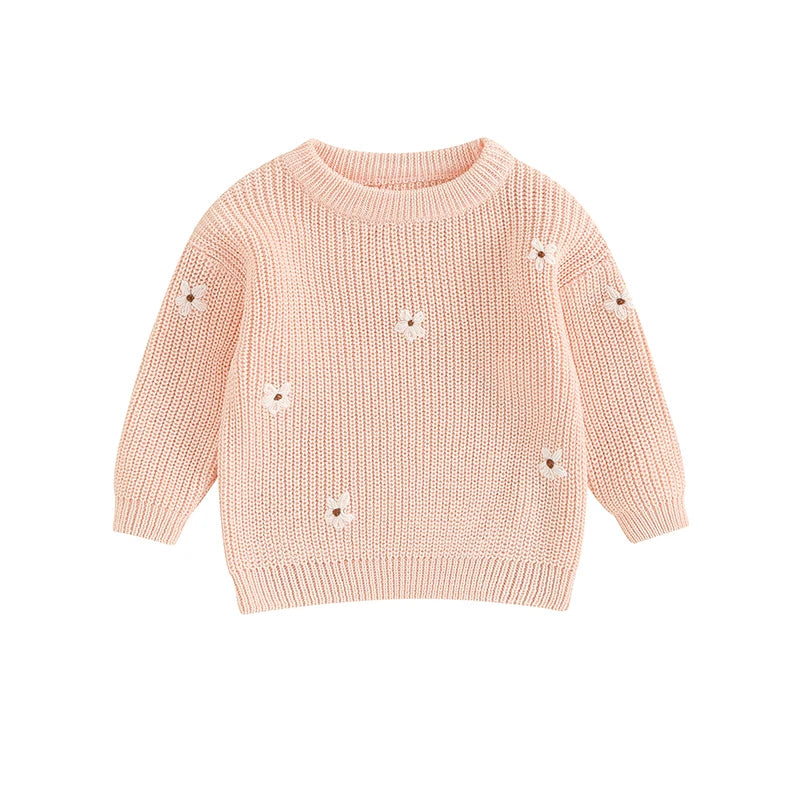 Baby Sweater in White Daises