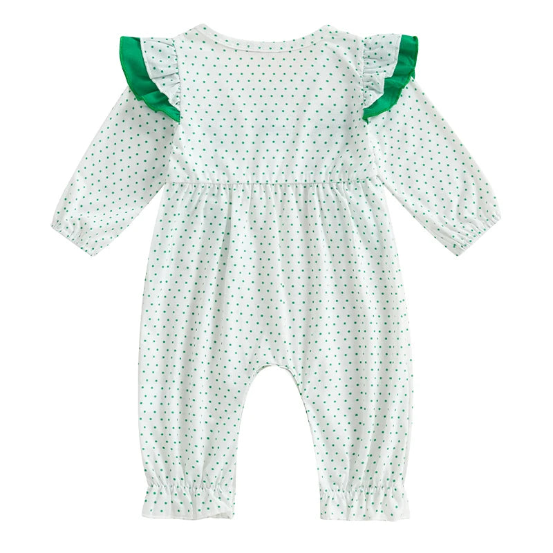 Baby Romper with Bow and Shamrocks