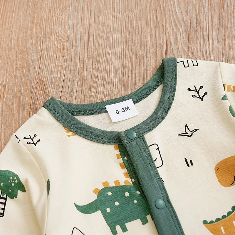 Baby Long-Sleeve Dinosaur Onesie Romper