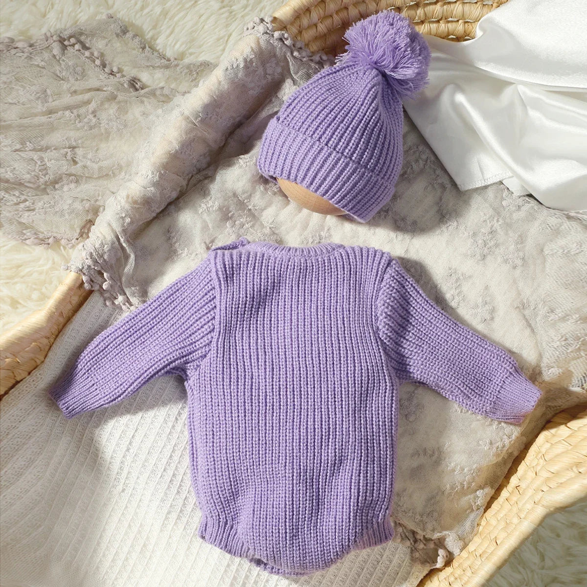 Newborn "Hello World" Knitted Romper Photoshoot Outfit Set