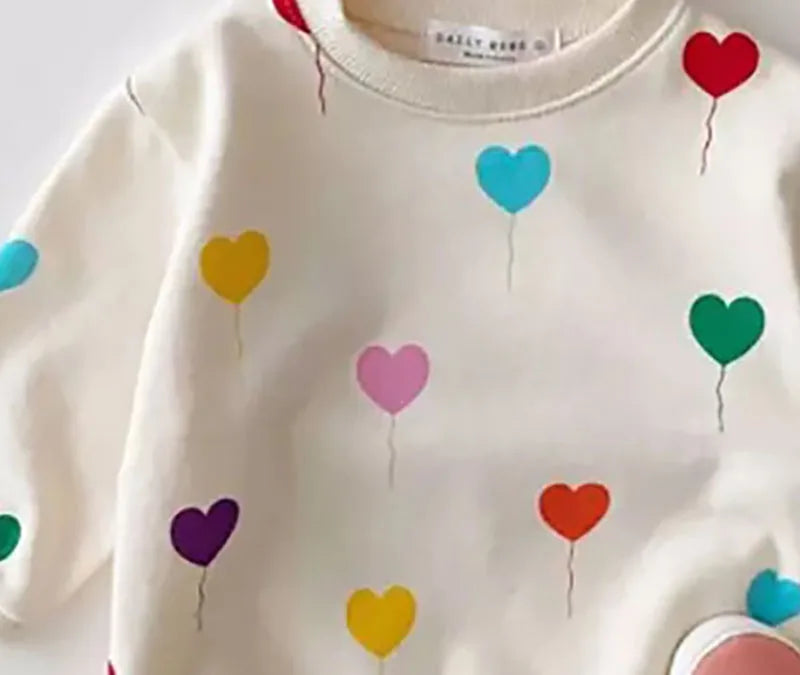 Baby Balloon Heart Sweatshirt Bodysuit