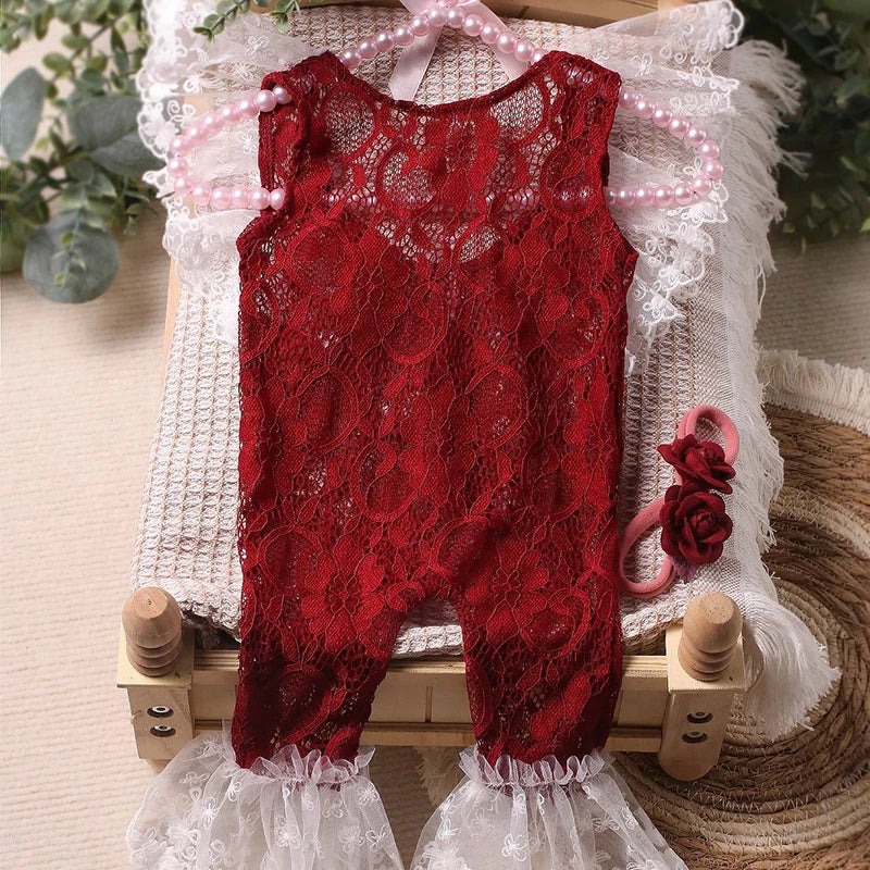 Newborn Lace Romper Photoshoot Outfit Set