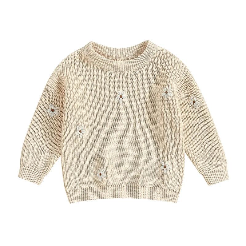 Baby Sweater in White Daises