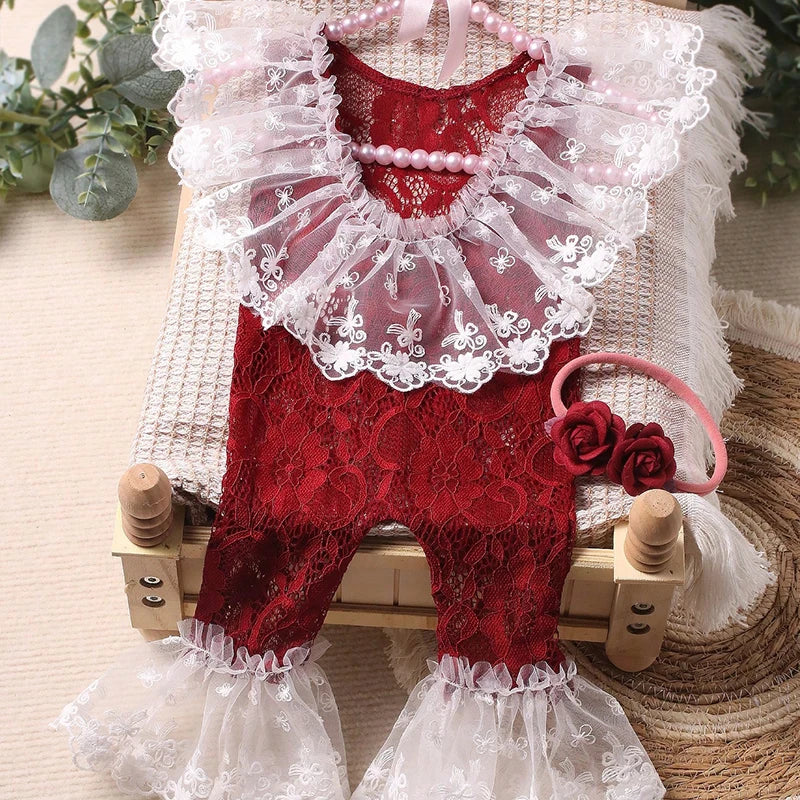 Newborn Lace Romper Photoshoot Outfit Set