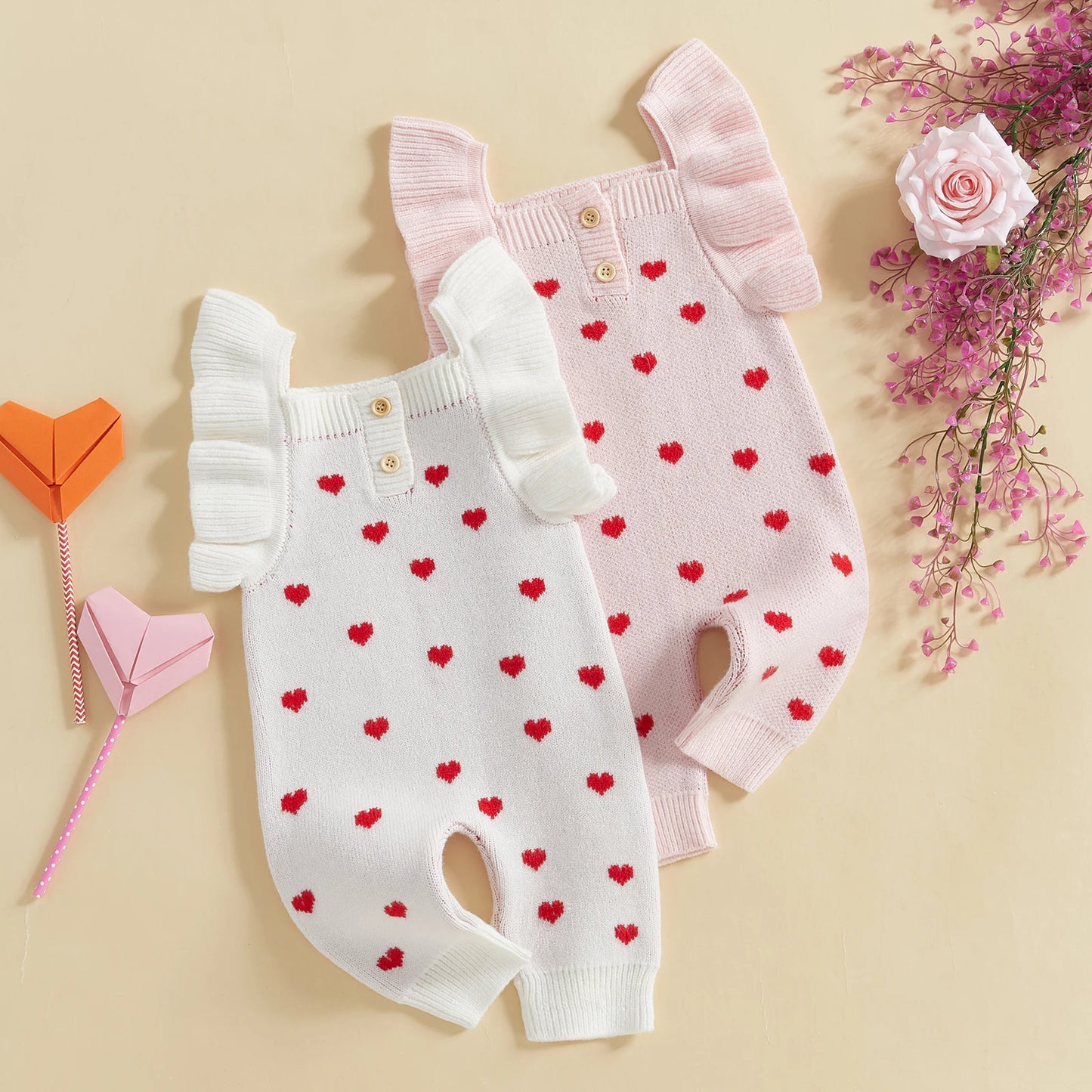 Baby Valentine Sweet Ruffle Romper