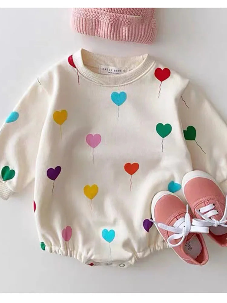 Baby Balloon Heart Sweatshirt Bodysuit