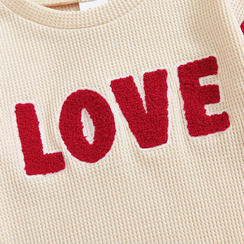 Baby Valentine Love Embroidery Sweatshirt Bodysuit