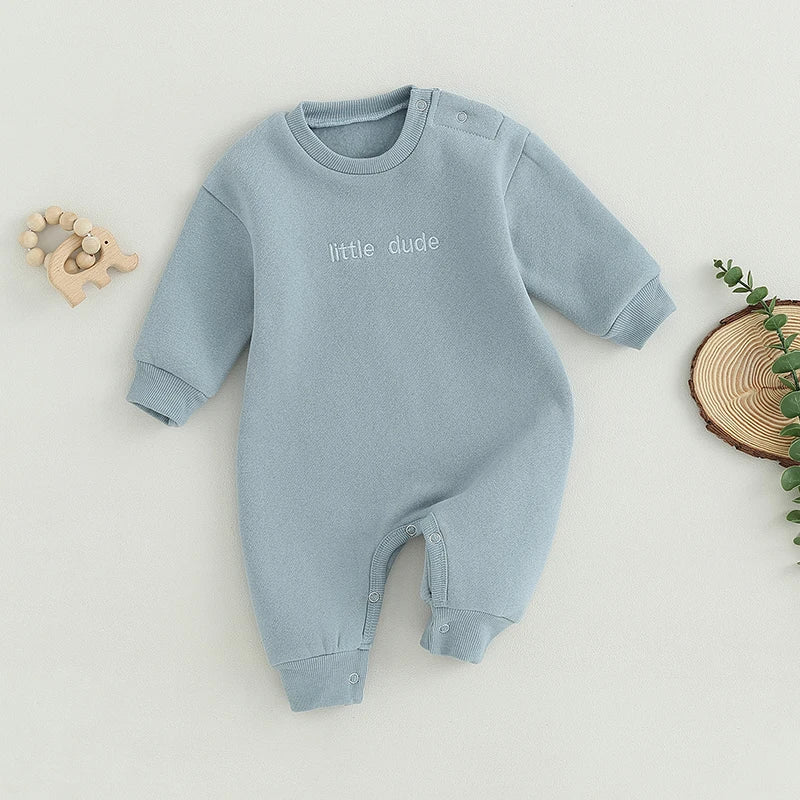 Baby Boy Winter "Little Dude" Romper