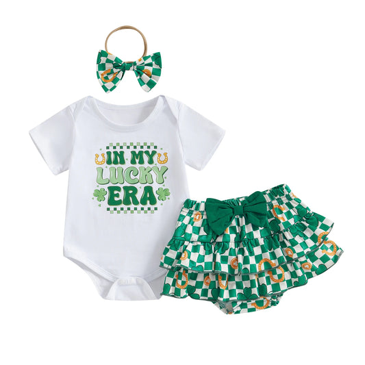 Baby 3-Piece "In My Lucky Era" Ruffle Skirt Set