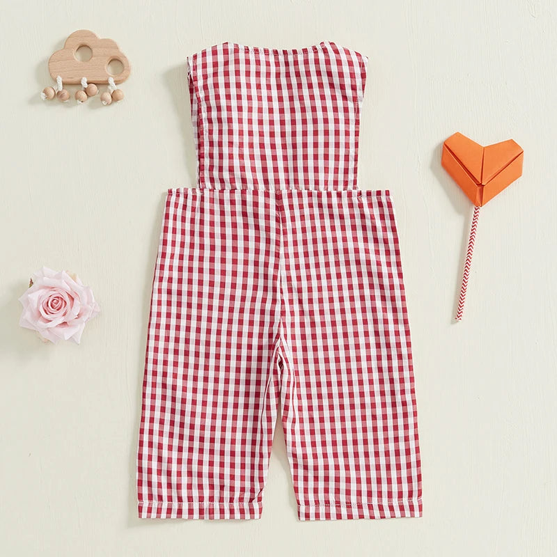 Baby Valentine Red Buffalo Plaid Romper